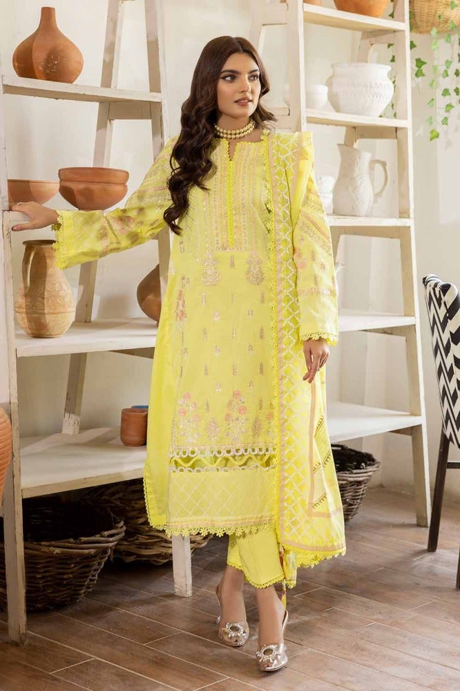 Gul Ahmed 3 Piece Custom Stitched Suit - Yellow - LB286252