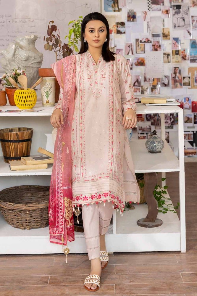 Gul Ahmed 3 Piece Custom Stitched Suit - Beige - LB286273