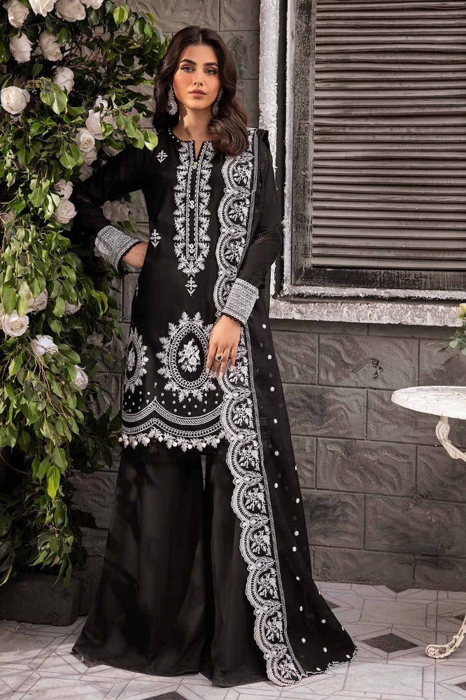 Gul Ahmed 3 Piece Custom Stitched Suit - Black - LB286274