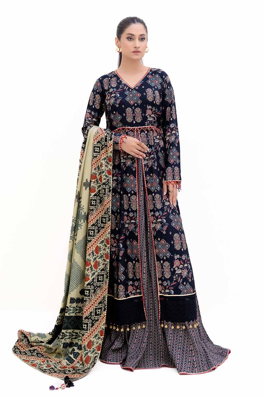 Gul Ahmed 3 Piece Custom Stitched Suit - Black - LB287989