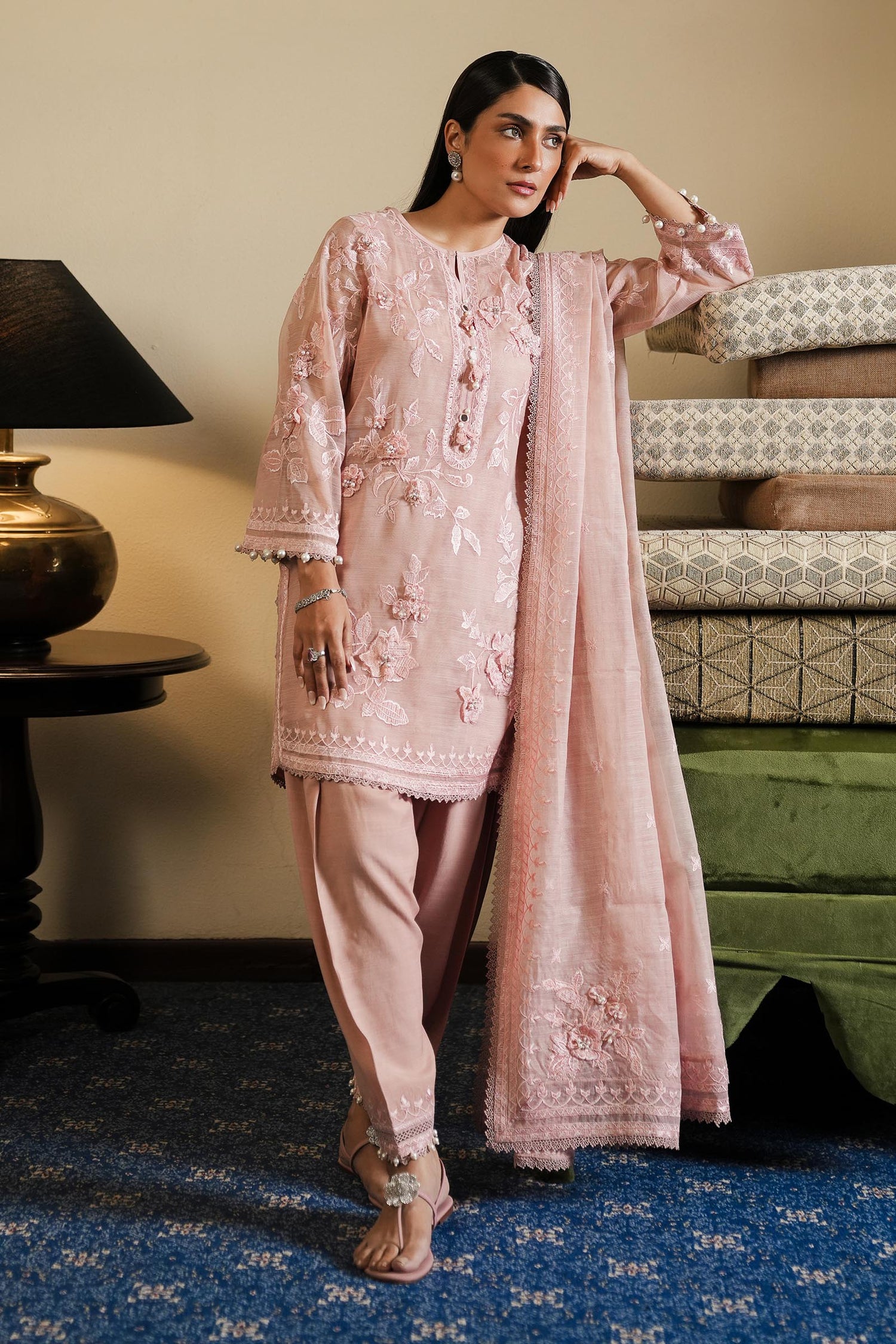 Sana Safinaz 3 Piece Ready to Wear Suit - Pink - LB29819