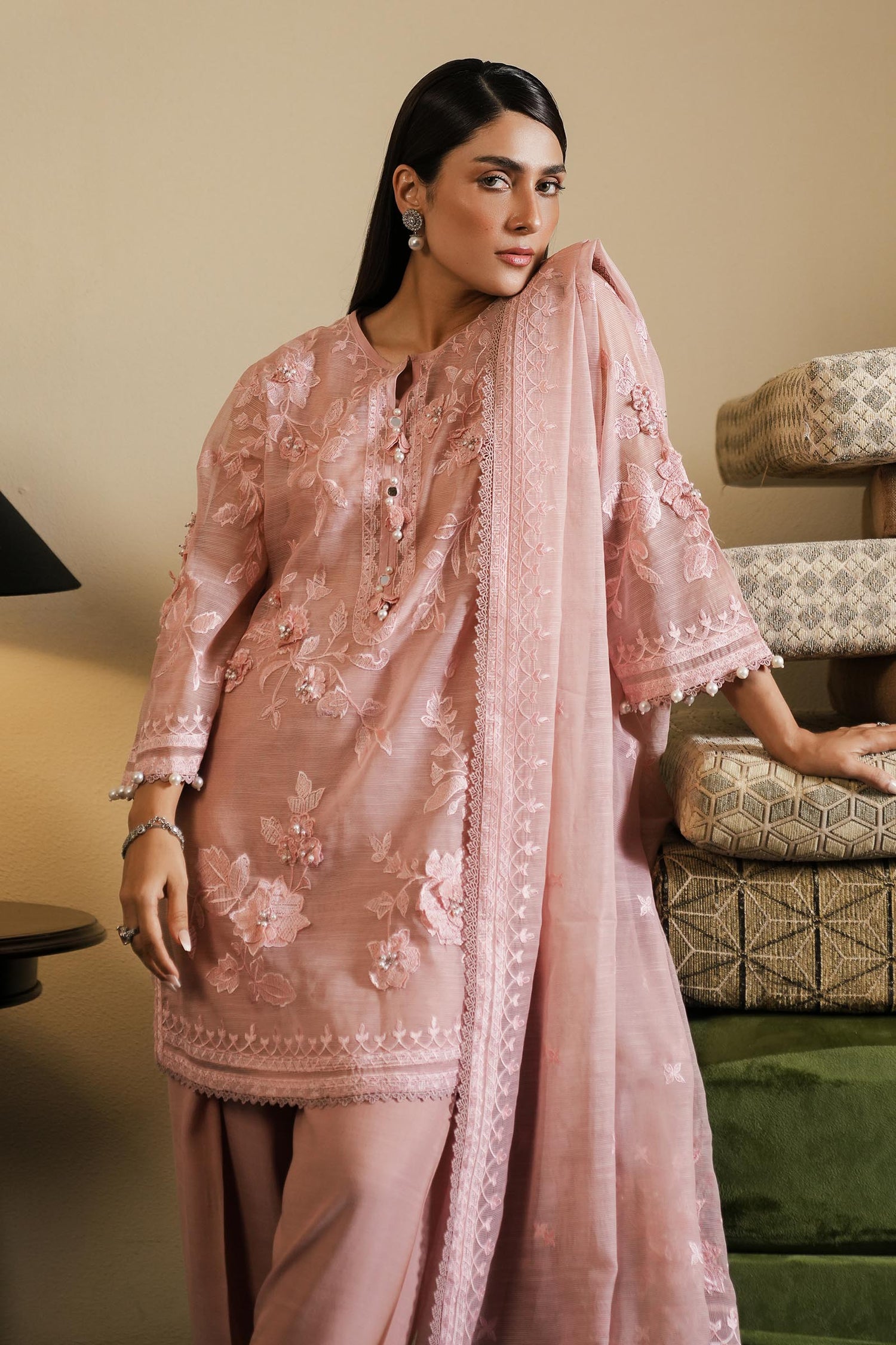 Sana Safinaz 3 Piece Ready to Wear Suit - Pink - LB29819