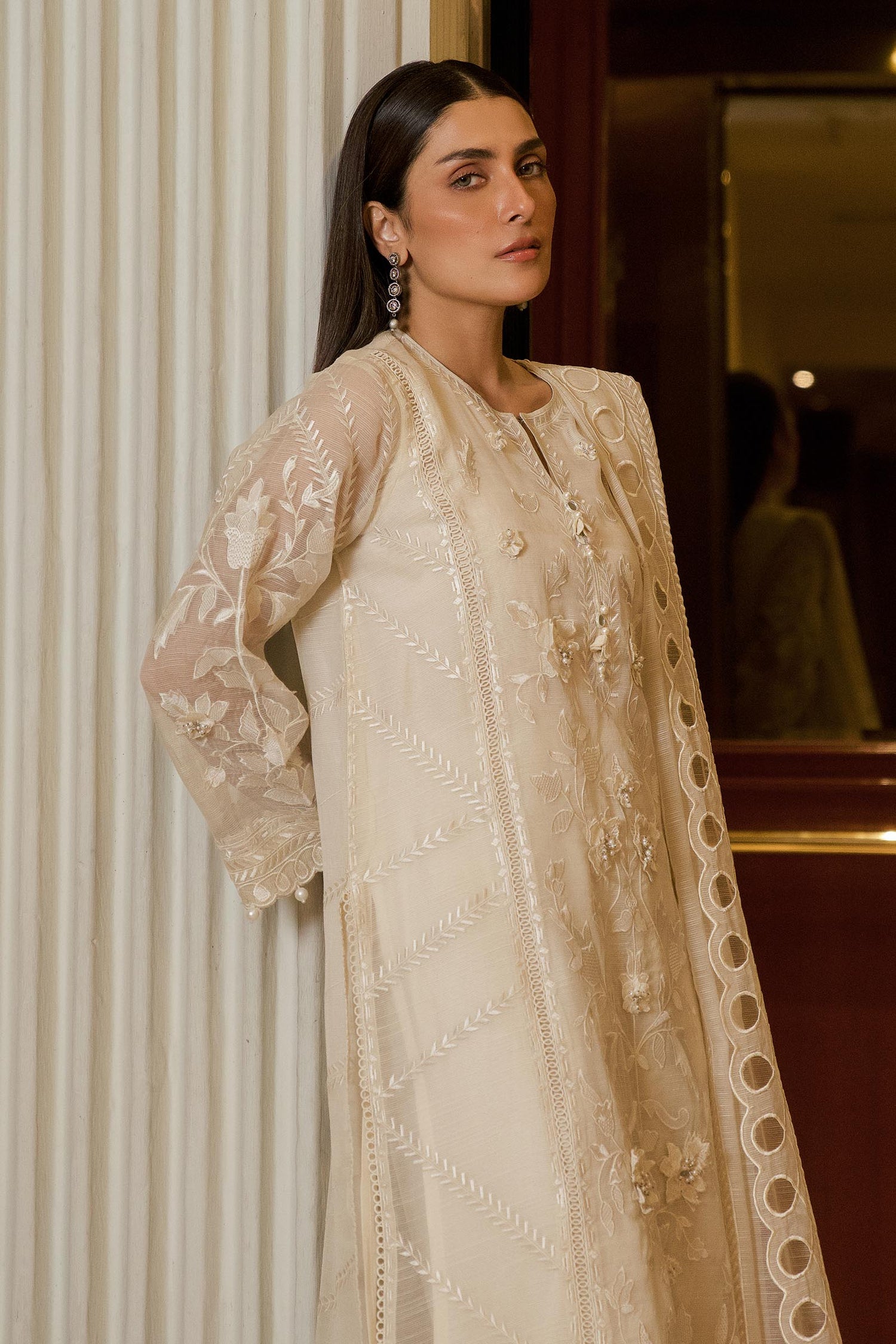 Sana Safinaz 3 Piece Ready to Wear Suit - Off-White - LB29816