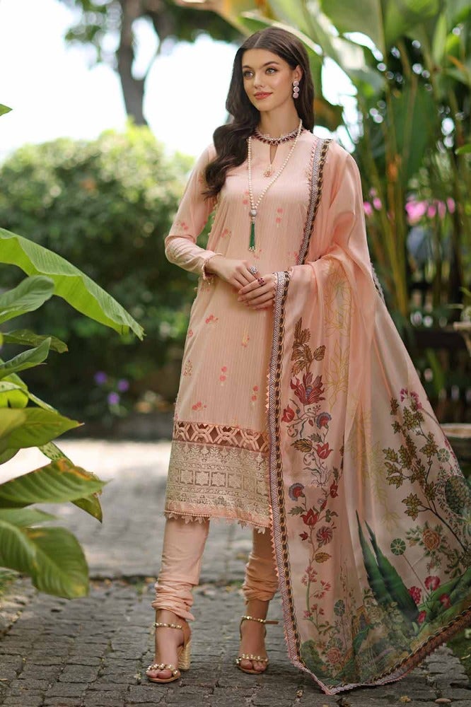 Gul Ahmed 3 Piece Custom Stitched Suit - Pink - LB286288