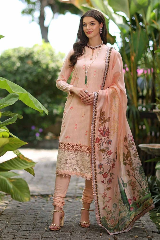 Gul Ahmed 3 Piece Custom Stitched Suit - Pink - LB286288