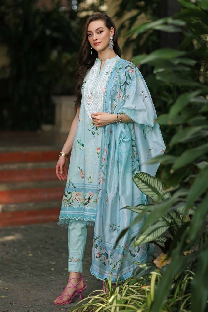 Gul Ahmed 3 Piece Custom Stitched Suit - Blue - LB286242