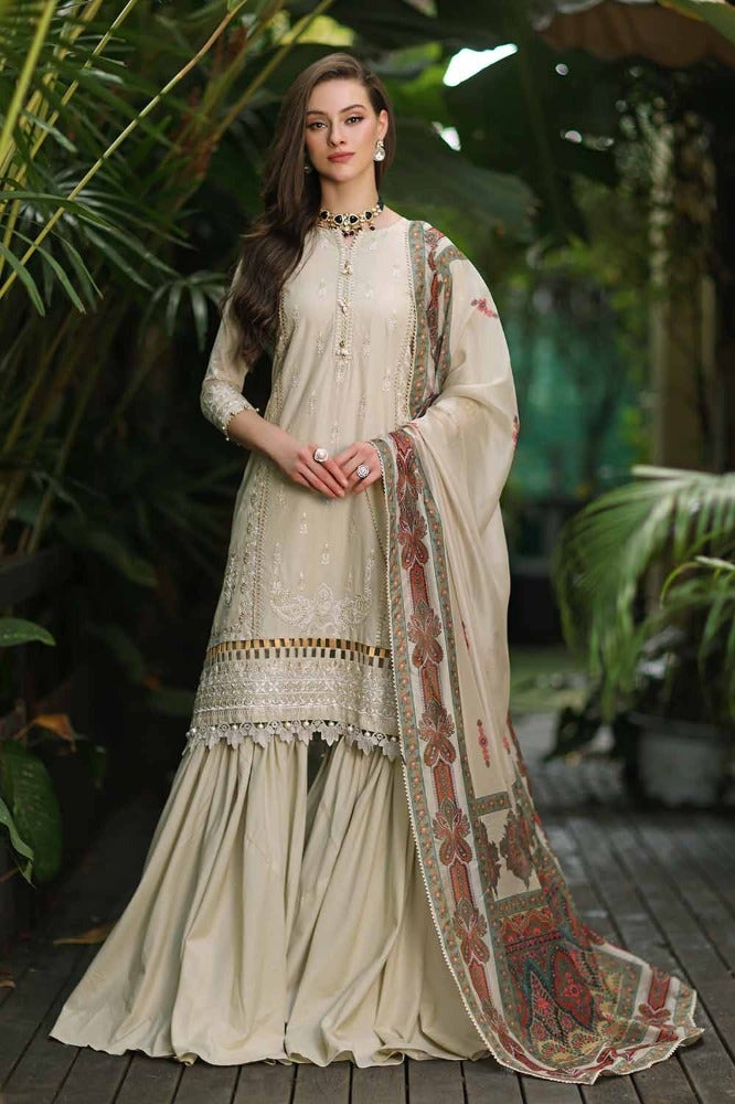 Gul Ahmed 3 Piece Custom Stitched Suit - Beige - LB286232