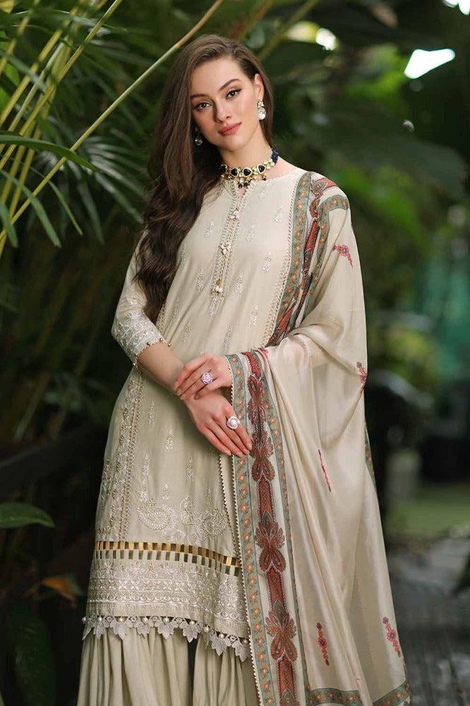 Gul Ahmed 3 Piece Custom Stitched Suit - Beige - LB286232