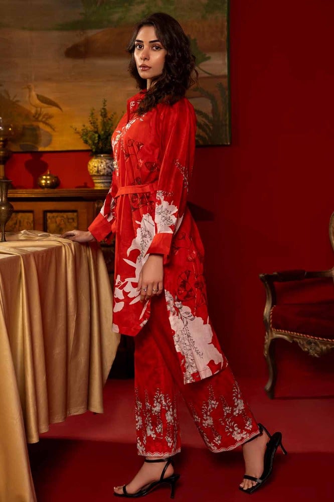 Gul Ahmed 2 Piece Custom Stitched Suit - Red - LB285522