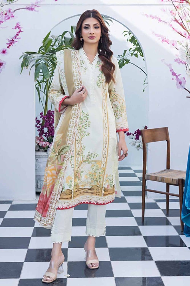 Gul Ahmed 2 Piece Custom Stitched Suit - Off-White - LB286216