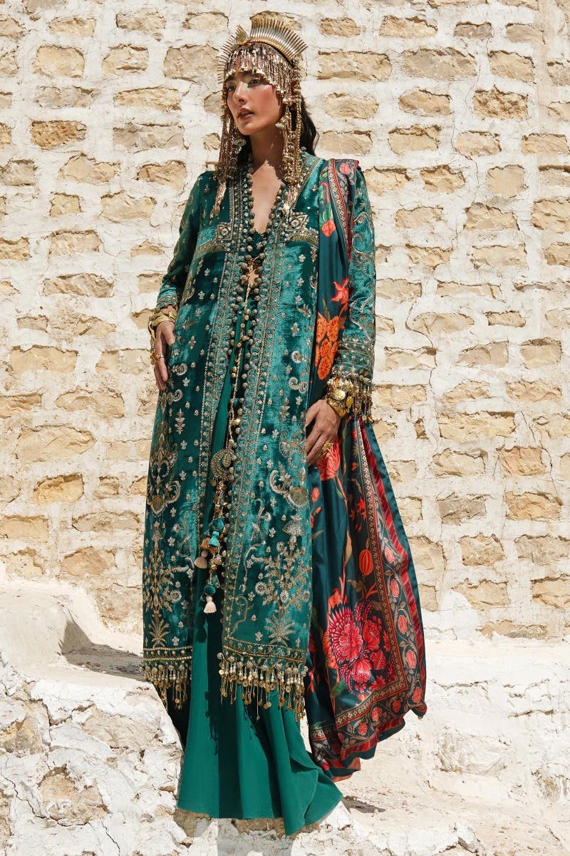 Sana Safinaz 3 Piece Custom Stitched Suit - Green - LB284917