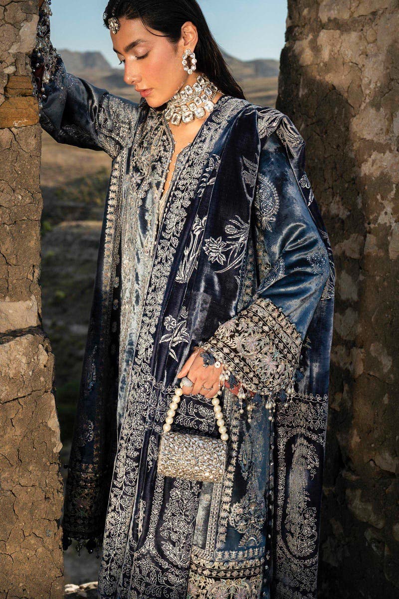 Sana Safinaz 3 Piece Custom Stitched Suit - Blue - LB284919