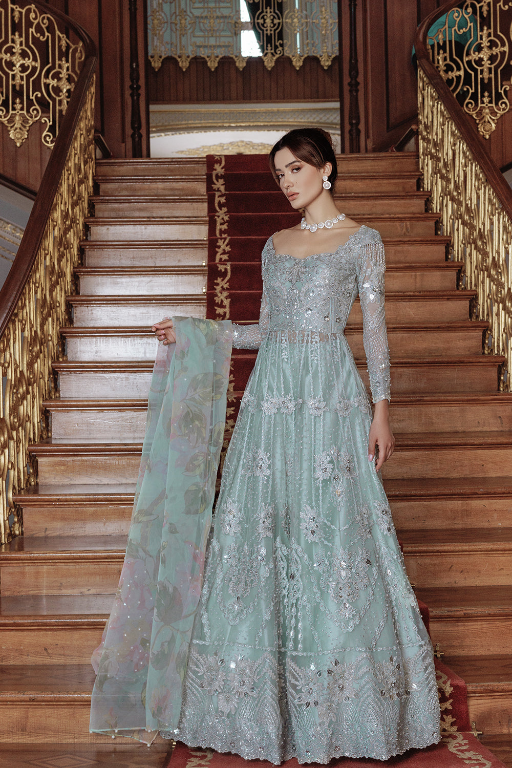 Saira Rizwan 3 Piece Custom Stitched Suit - Green - LB284429