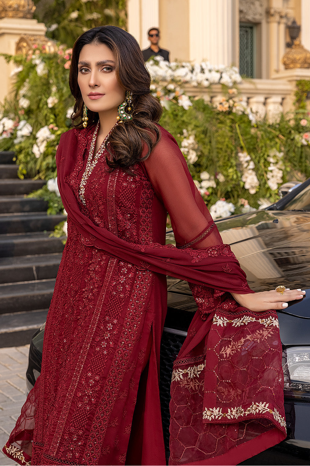 Azure 3 Piece Custom Stitched Suit - Maroon - LB22225