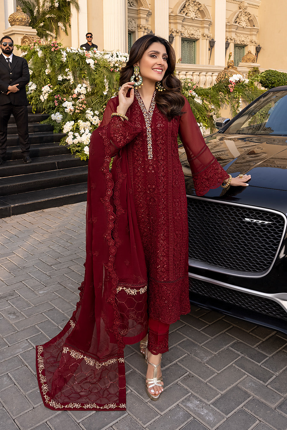 Azure 3 Piece Custom Stitched Suit - Maroon - LB22225