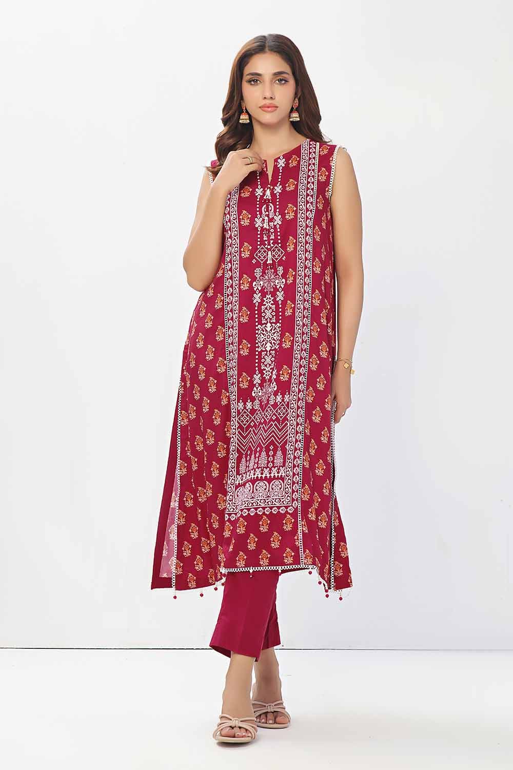 Gul Ahmed 1 Piece Custom Stitched Shirt - Red - LB287994