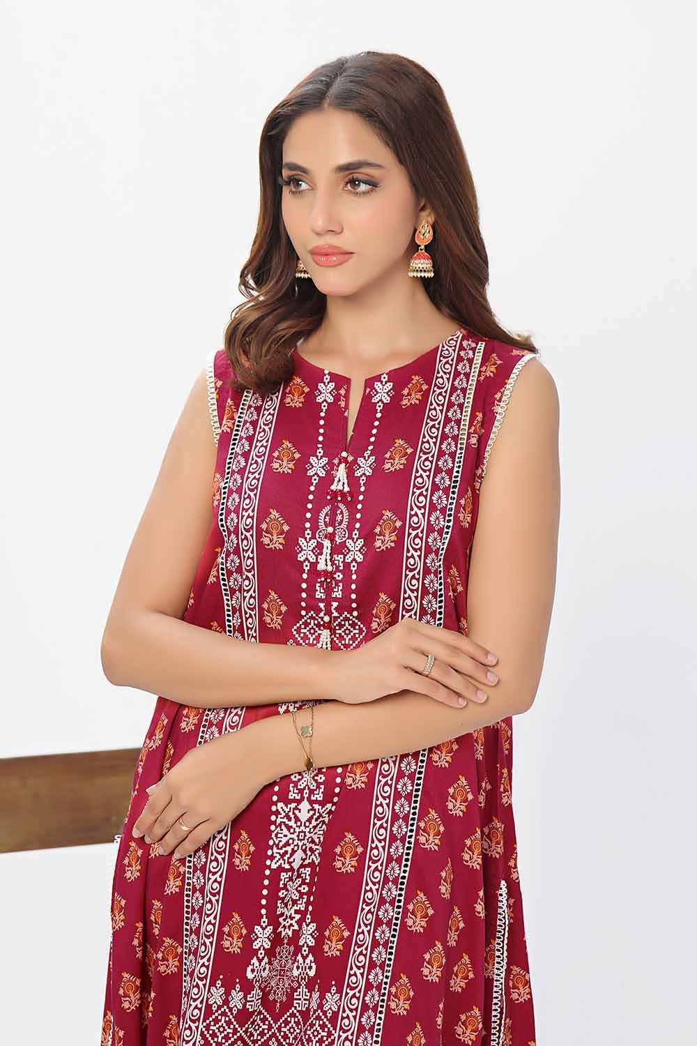 Gul Ahmed 1 Piece Custom Stitched Shirt - Red - LB287994