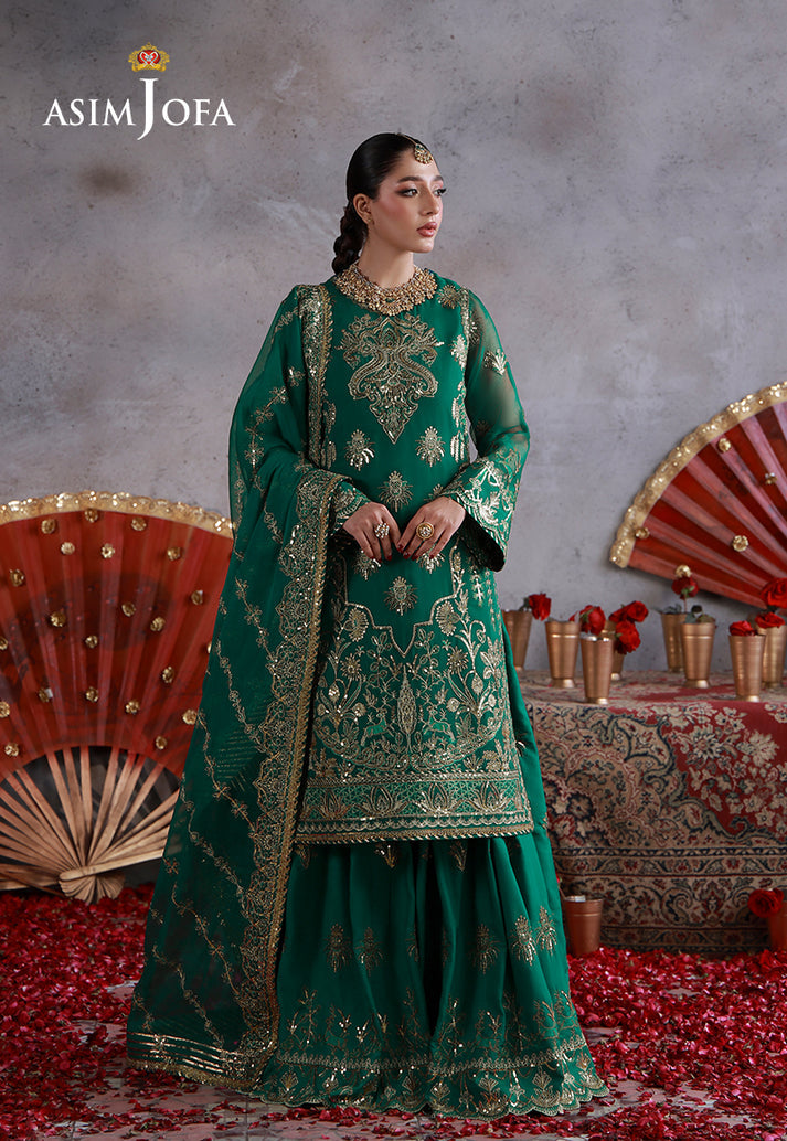 Asim Jofa 3 Piece Custom Stitched Suit - Green - LB31671
