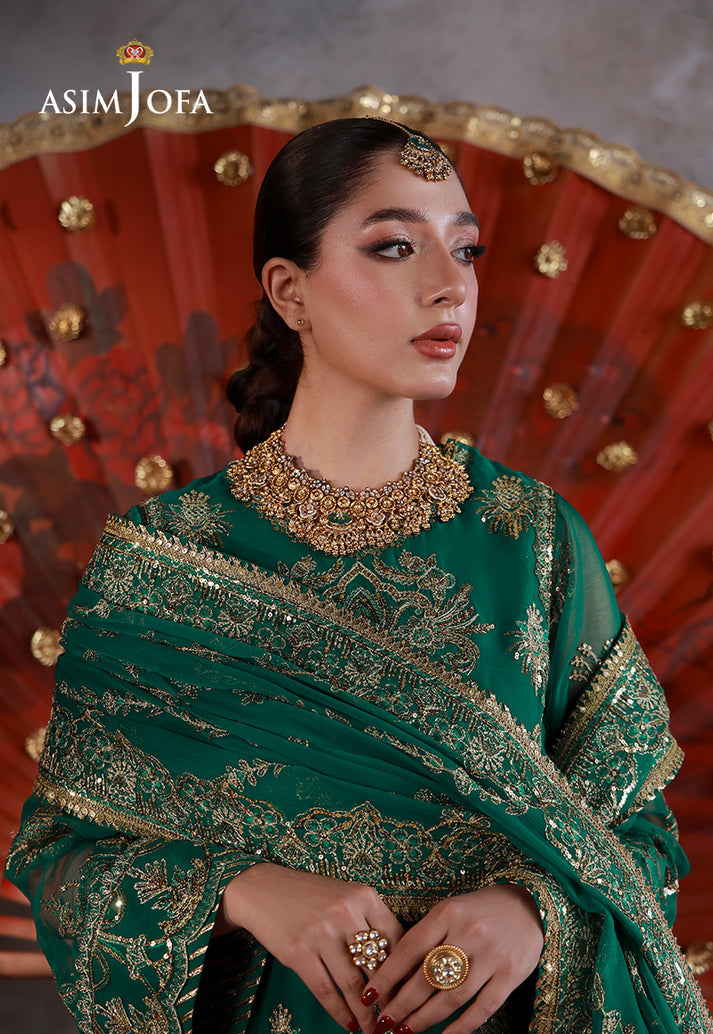 Asim Jofa 3 Piece Custom Stitched Suit - Green - LB31671