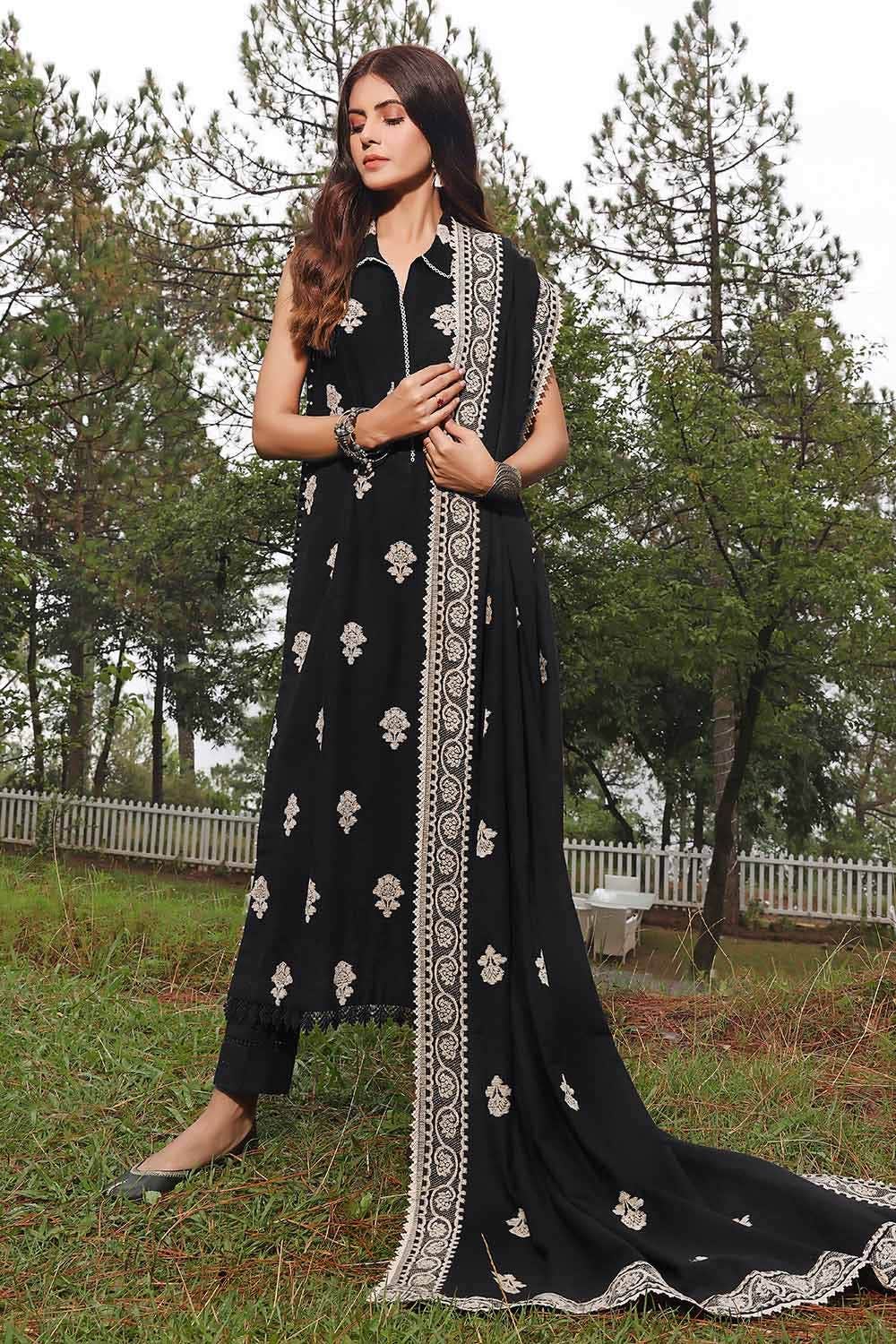 Gul Ahmed 3 Piece Custom Stitched Suit - Black - LB284986