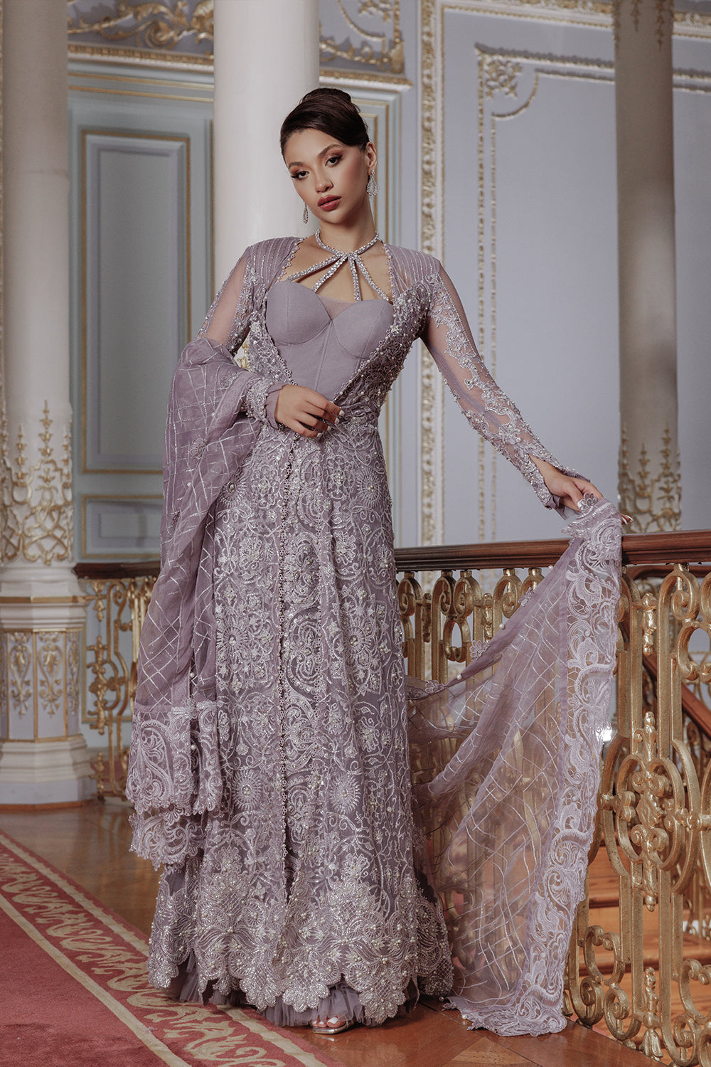 Saira Rizwan 3 Piece Custom Stitched Suit - Purple - LB284436